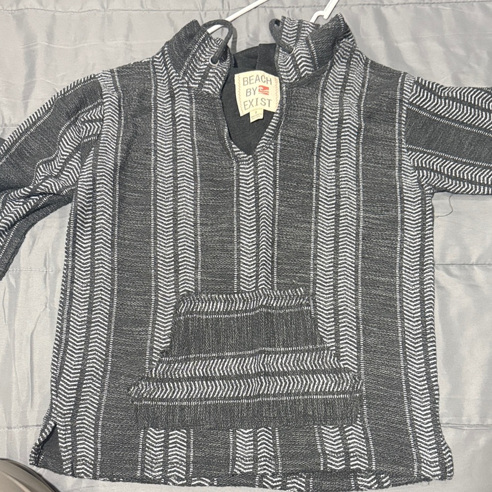 Beach By Exist Black and White Striped Pullover